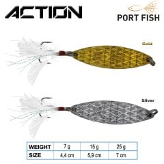 Portfish Action Kaşık Tüylü Çift İğne Gold