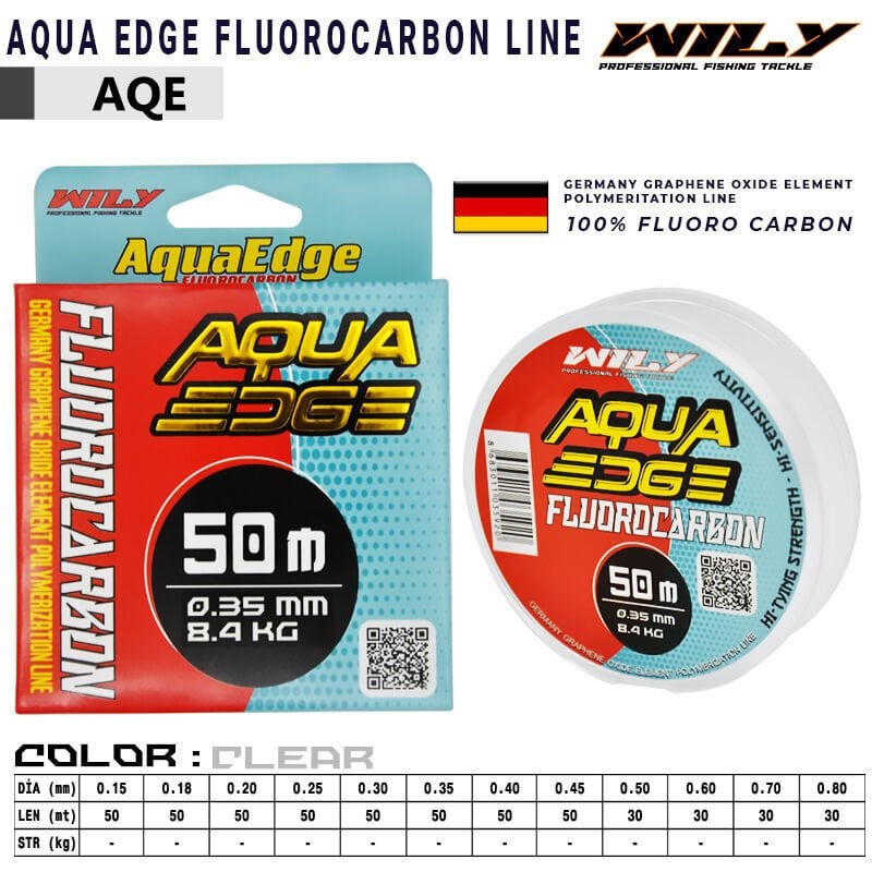 Wily Aqua Edge  Fluoro Carbon Coated 50 mt