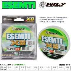 Wily Esenti 8 Kat İp Misina 300 mt Yeşil
