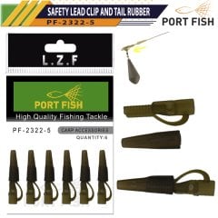Portfish 2322-5 Safety Lead Clip and Tail Rubber 6 Adet