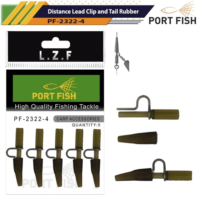 Portfish 2322-4 Distance Lead Clip and Tail Rubber 5 Adet