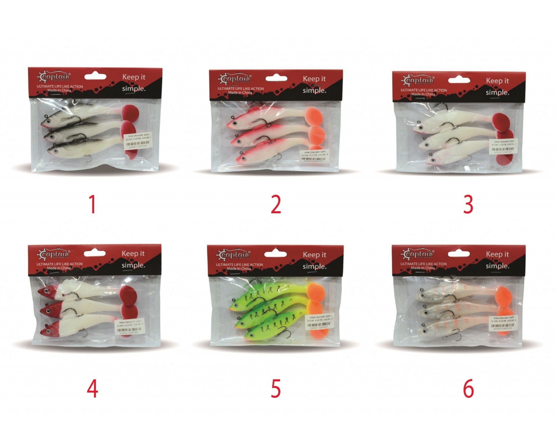 Captain 3568 Cracker Soft 12cm Levrek Turna Silikonu 3'lü Set Suni Balık